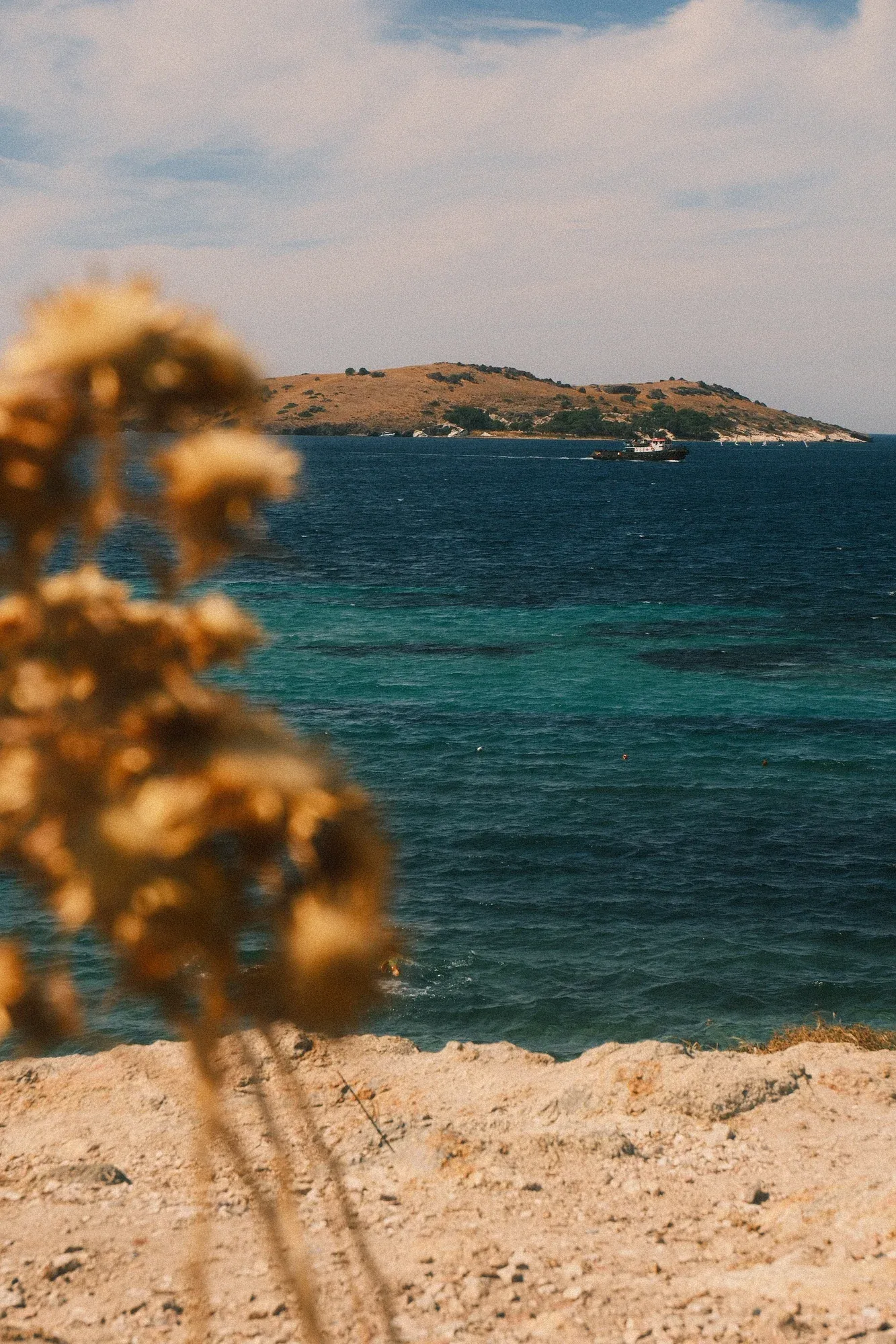 Turquoise water and the rocky coastline of Foça