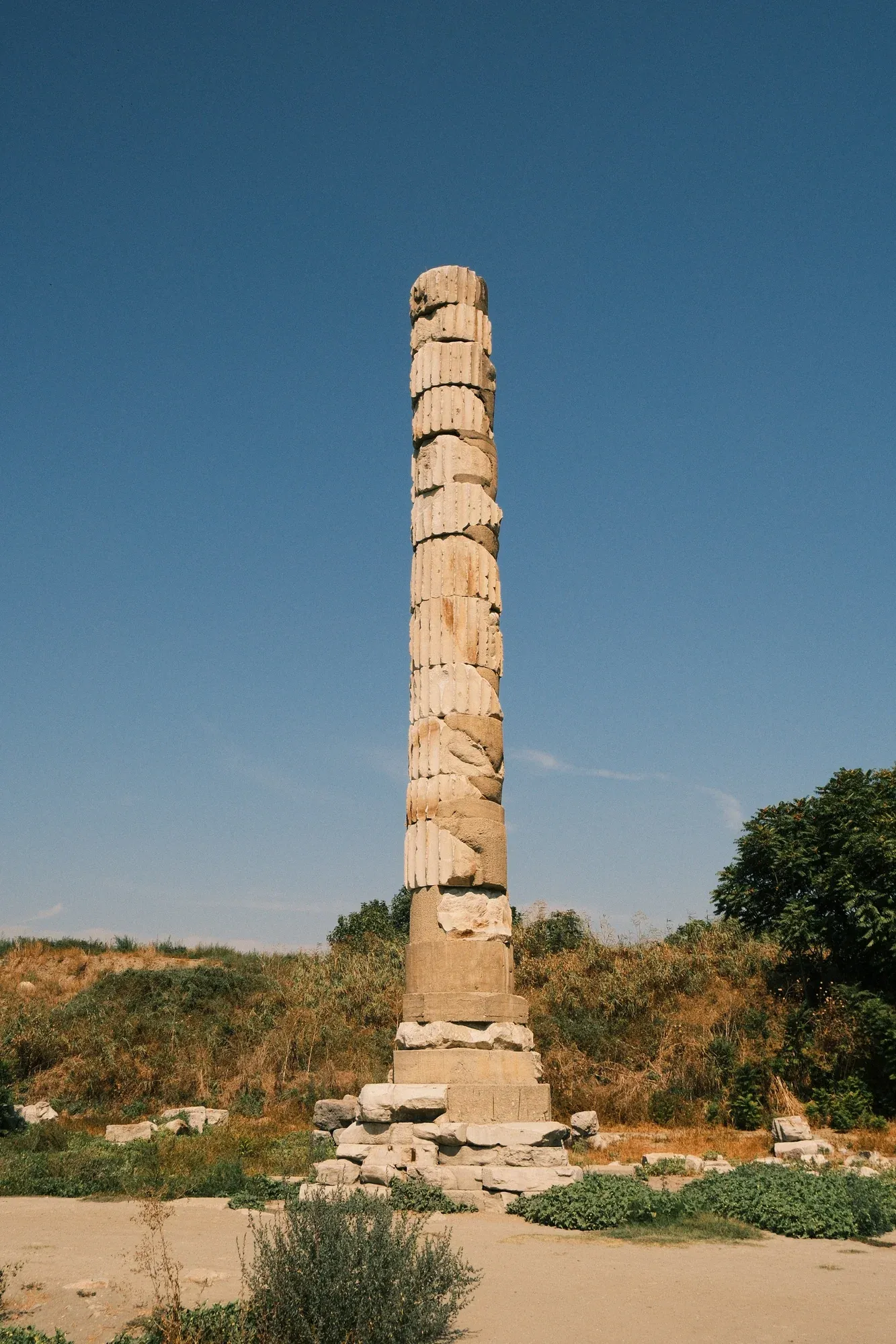 A lone standing column at the Temple of Artemis in Selçuk