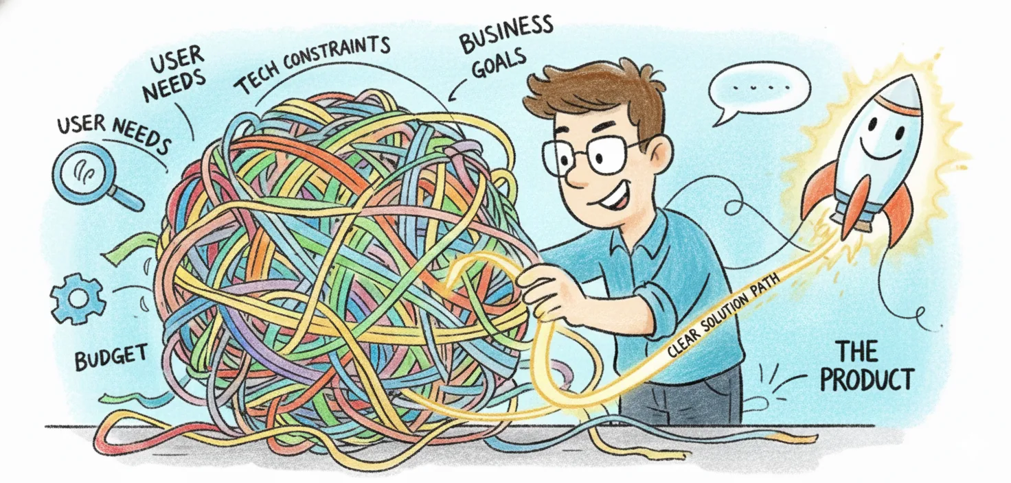 Illustration of a product manager finding the right path to success